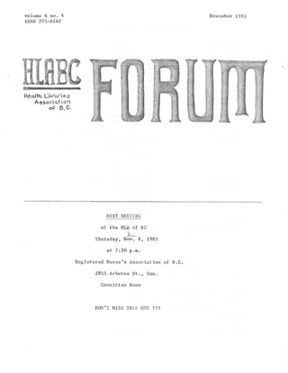 HLABC Forum: November 1983