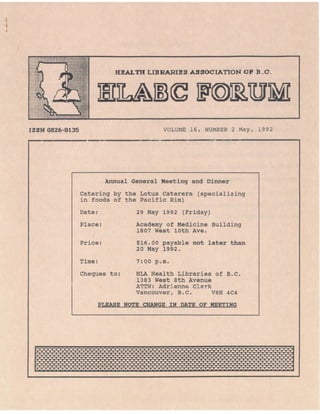 HLABC Forum: May 1992