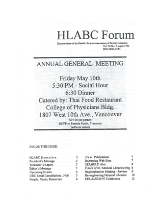HLABC Forum: April 1996