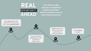 REAL
OPPORTUNITY
AHEAD
More secure than card
payments in eCommerce,
with strong authentication.
More competitive
pricing t...