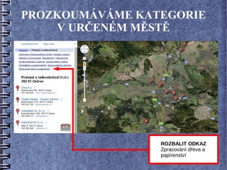PROZKOUMÁVÁME KATEGORIE
    V URČENÉM MĚSTĚ




                 ROZBALIT ODKAZ
                 Zpracování dřeva a
                 papírenství
 