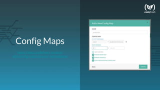 Config Maps
https://docs.codefresh.io/docs/
add-config-maps-to-your-namespaces
 