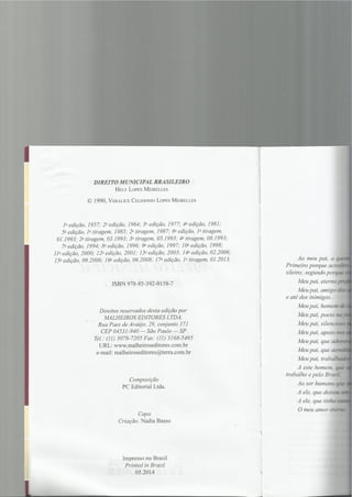 Direito Municipal Brasileiro. Capítulo II