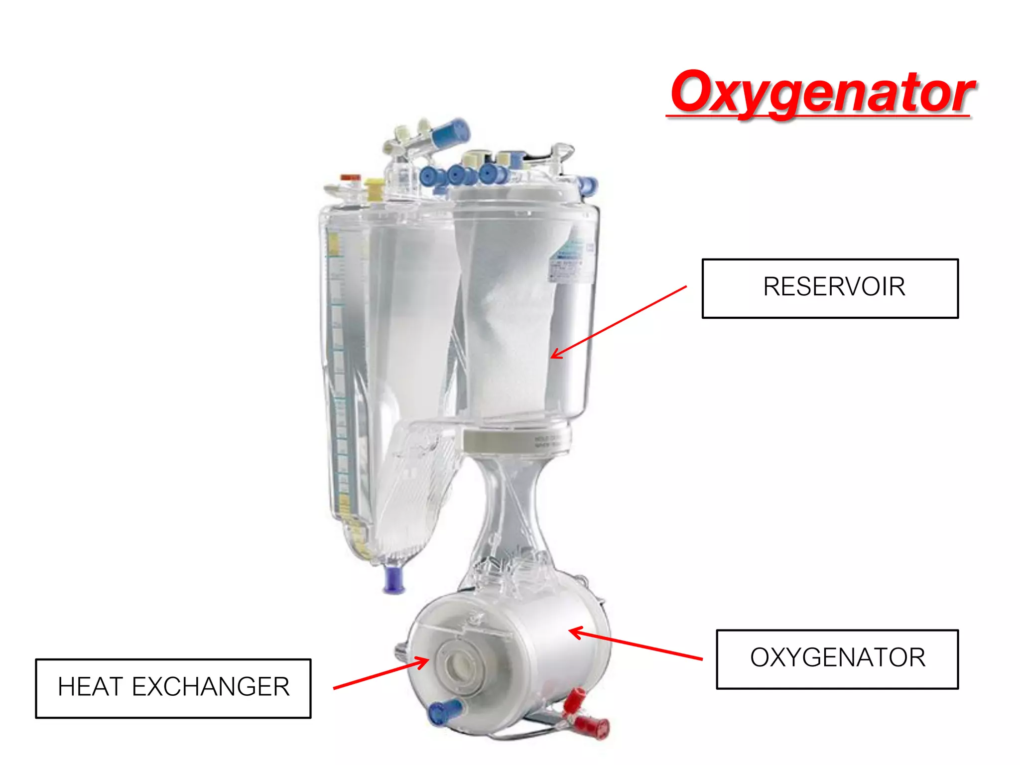 Oxygenator
RESERVOIR
HEAT EXCHANGER
OXYGENATOR
 