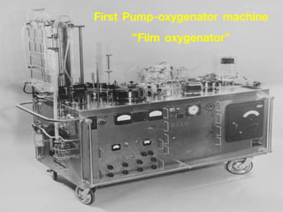 First Pump-oxygenator machine
“Film oxygenator”
 