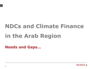 11
Needs and Gaps…
NDCs and Climate Finance
in the Arab Region
 