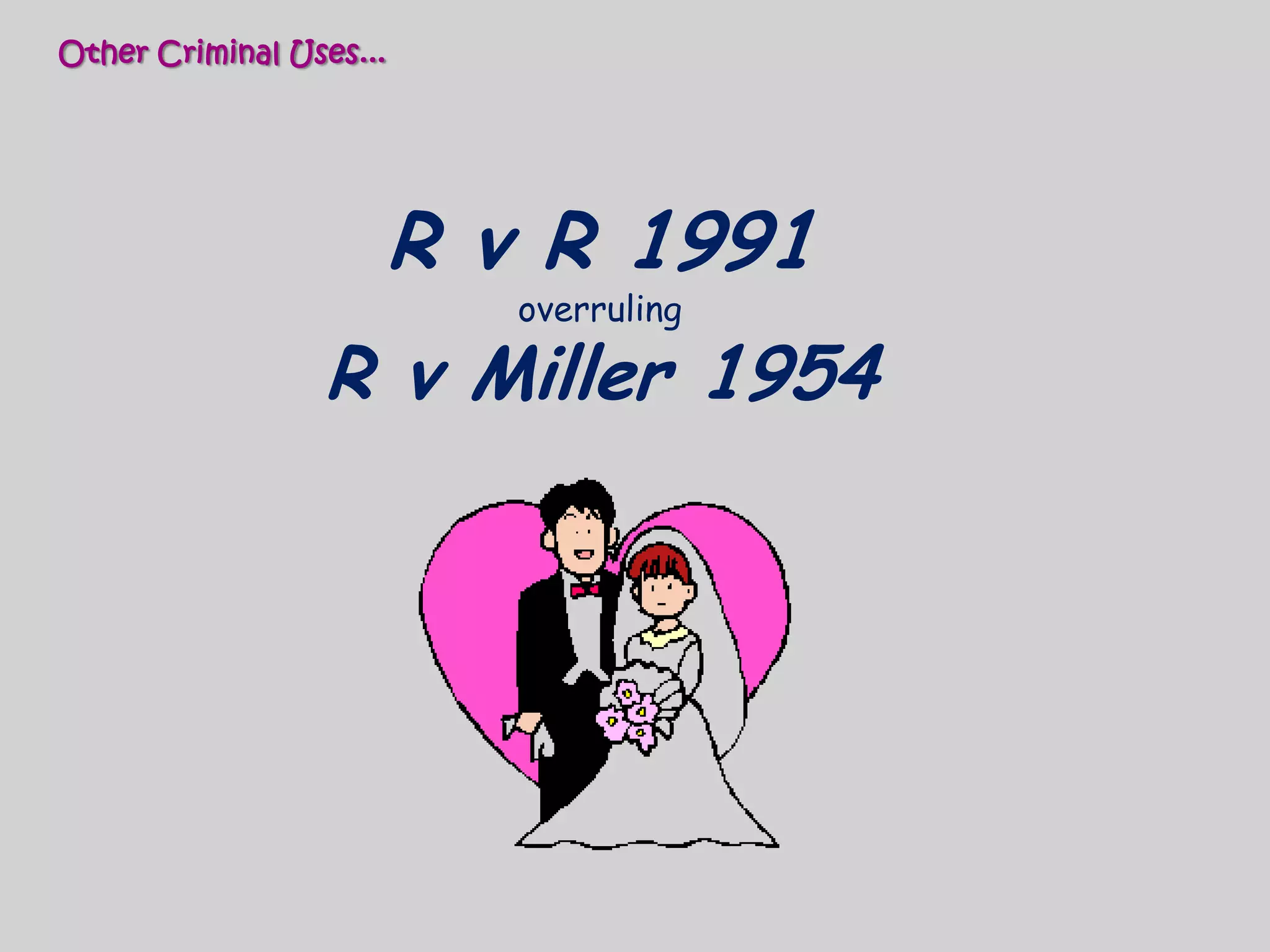Other Criminal Uses...R v R 1991overrulingR v Miller 1954