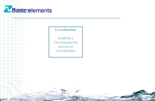 Basic elements Page  Co-ordination Establish a Government-led process of  co-ordination 