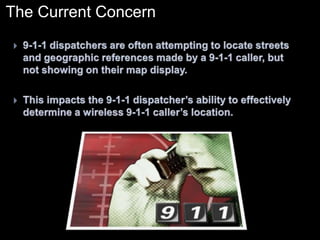 Mutual aid to adjoining localities.E-911 / GIS Integration TimelineGOAL:  To provide a complete,emergency services relevant, data set to the HRECC2007Multi-jurisdictional GIS data set utilizedCounty produces & maintains town GIS dataHRECC acquires integrated map display systemPlantCML