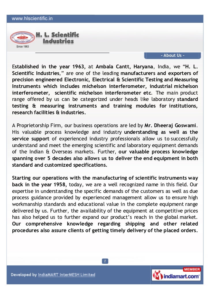 H. L. Scientific Industries, Ambala, Laboratory Standard Testing