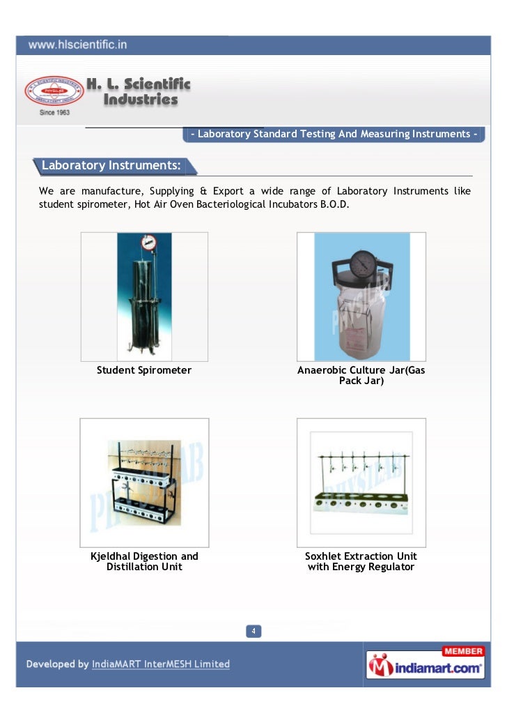 H. L. Scientific Industries, Ambala, Laboratory Standard Testing