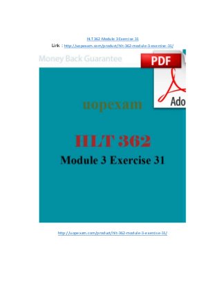 HLT 362 Module 3 Exercise 31
Link : http://uopexam.com/product/hlt-362-module-3-exercise-31/
http://uopexam.com/product/hlt-362-module-3-exercise-31/
 