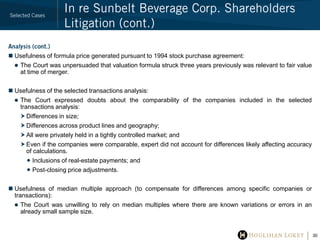 In re Sunbelt Beverage Corp. Shareholders Litigation<br />In re Sunbelt Beverage Corp. S’holdersLitig. (“Sunbelt”)<br />Br...