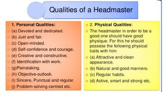 Role Of Headmaster