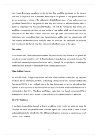 Gender Interview Report.pdf Gender Inequality Sociology Project report | PDF