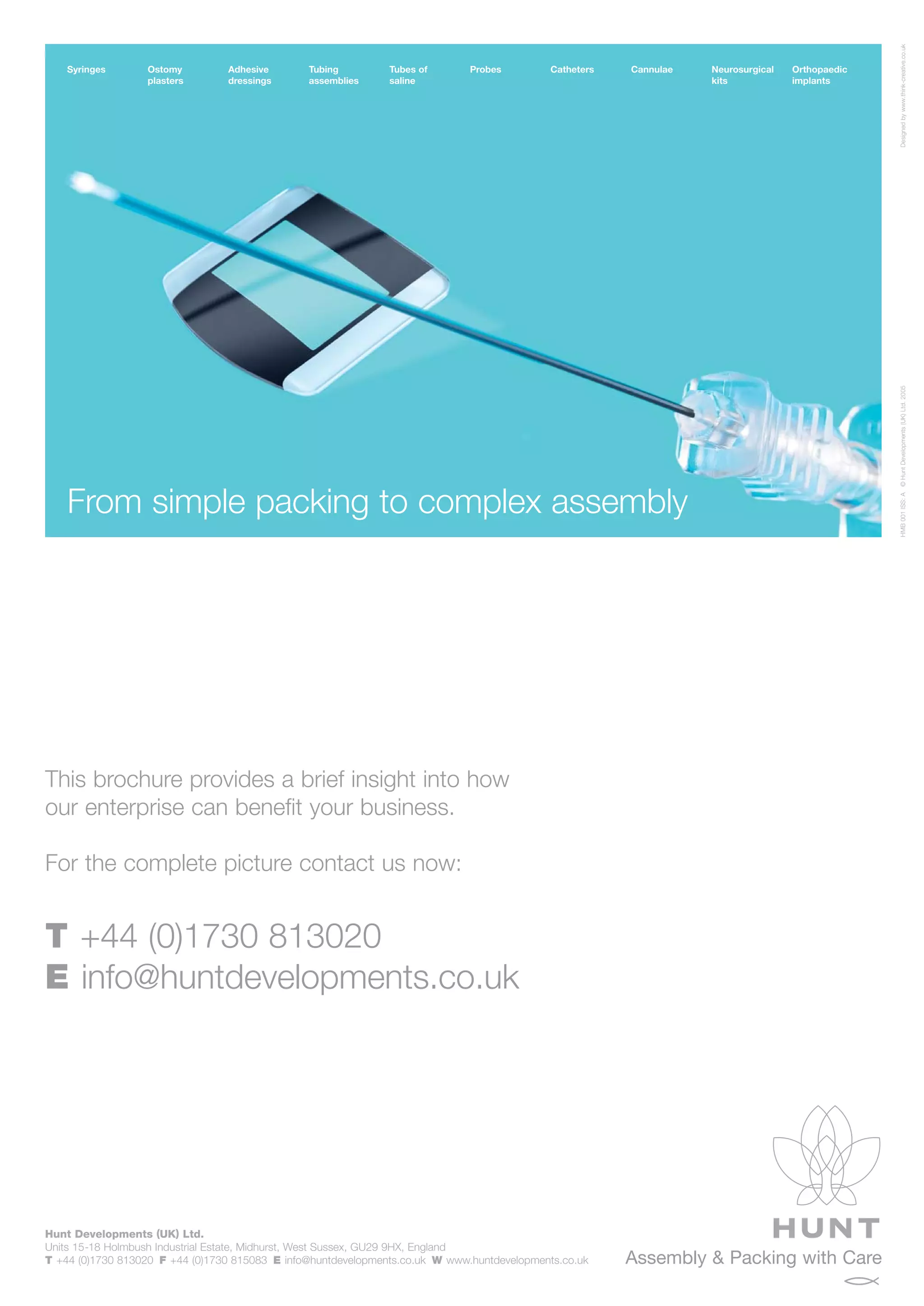 Hunt Developments (UK) Limited Services Literature