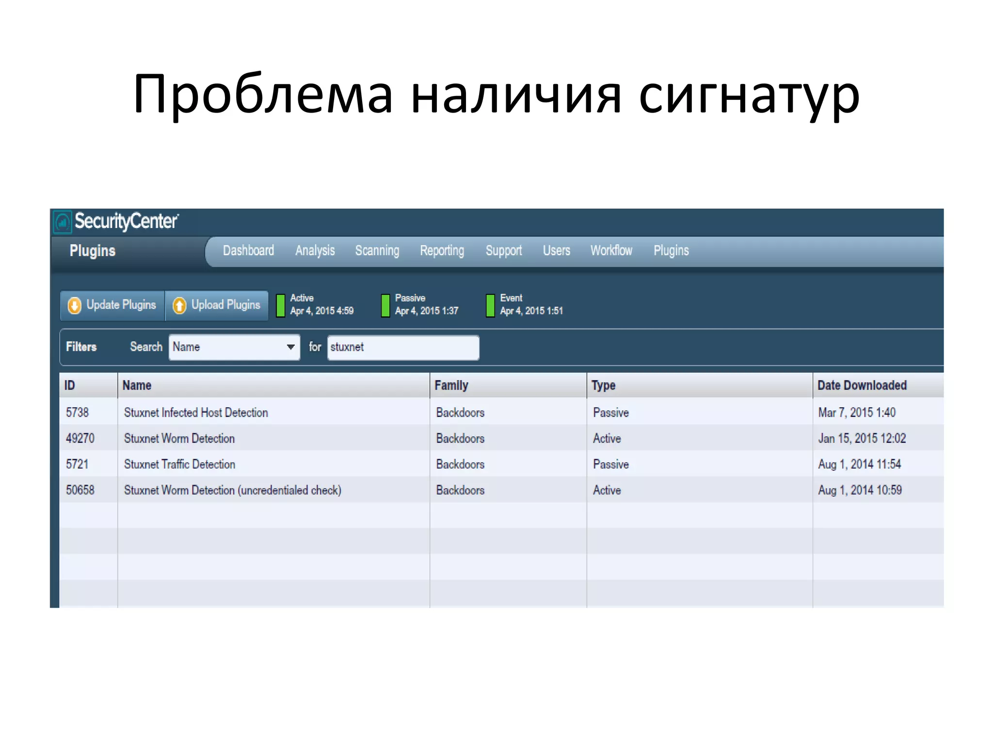 Проблема наличия сигнатур
 