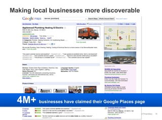 Making local businesses more discoverable4M+ businesses have claimed their Google Places page36