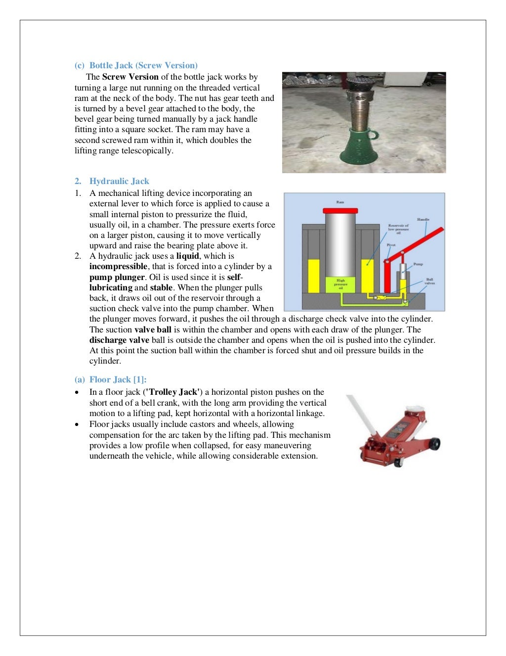 Design and Simulation of Hydraulic Jack