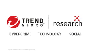 2 Copyright © 2019 Trend Micro Incorporated. All rights reserved.
CYBERCRIME TECHNOLOGY SOCIAL
 