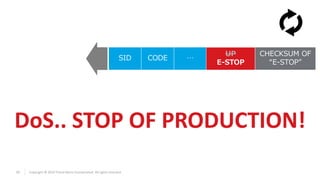 33 Copyright © 2019 Trend Micro Incorporated. All rights reserved.
SID CODE …
CHECKSUM OF
“E-STOP”
UP
E-STOP
DoS.. STOP OF PRODUCTION!
 