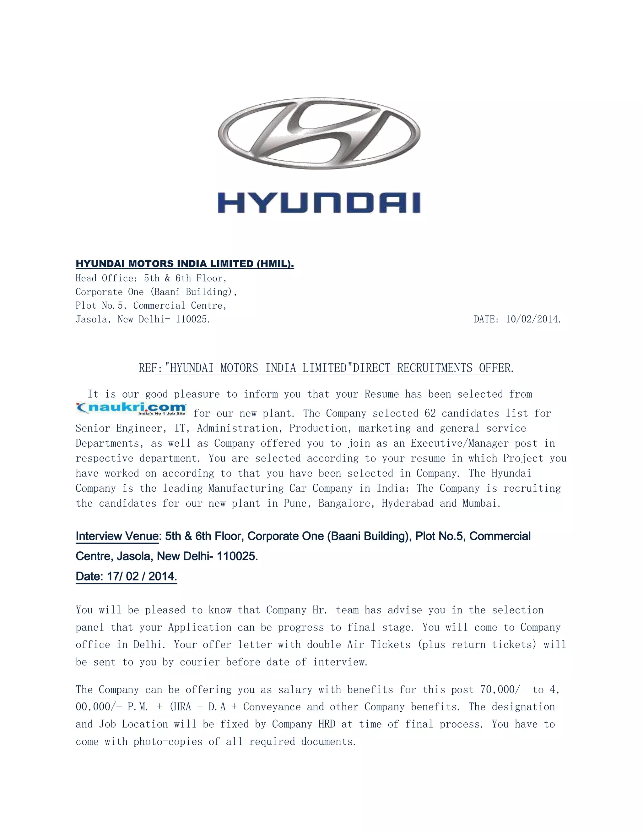 Hmil hyundai motors_india_limited__interview_call | PDF 