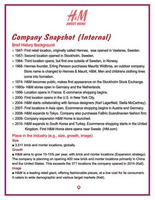 SWEET HOME
Company Snapshot (Internal)
Brief History Background
○ 1947- First retail location, originally called Hennes, w...