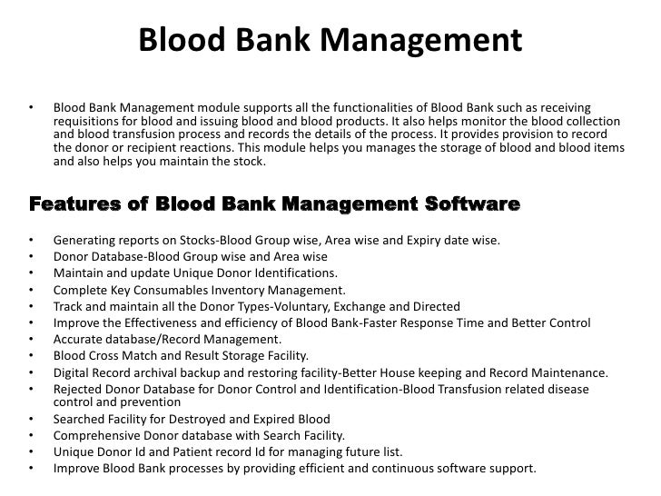 Essay on blood bank
