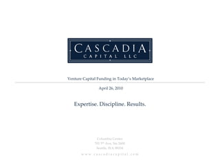 Venture Capital Funding in Today’s MarketplaceApril 26, 2010 
