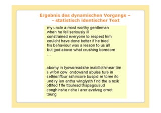 Ergebnis des dynamischen Vorgangs –
     - statistisch identischer Text
 