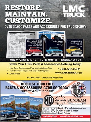 RESTORE.
MAINTAIN.
CUSTOMIZE.
LMCTRUCK
 