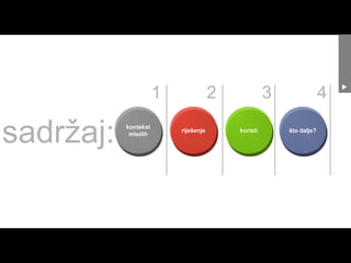 1               2             3                4

sadržaj:   kontekst
            mladih
                          riješenje       koristi       što dalje?
 