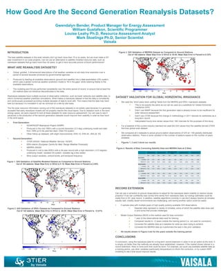 How Good Are the Second Generation Reanalysis Datasets? 
Gwendalyn Bender, Product Manager for Energy Assessment 
Page © Vaisala Internal use 
William Gustafson, Scientific Programmer 
Louise Leahy Ph.D, Resource Assessment Analyst 
Mark Stoelinga Ph.D, Senior Scientist 
Vaisala 
INTRODUCTION 
The best satellite datasets in the solar industry don’t go back more than 15 or so years, but we must make a 20+ 
year investment in our solar projects. Can we use an alternative to satellite modeled resource data, such as 
reanalysis datasets that go back more than 30 years, to get a more accurate picture of future performance? 
WHAT ARE REANALYSIS DATASETS? 
Global, gridded, 3-dimensional descriptions of all weather variables at sub-daily time resolution over a 
period of several decades produced by governmental agencies 
Produced by feeding all available observations (ground and satellite) into a data assimilation (DA) system, 
which uses a global numerical weather prediction model to “fill in the gaps” while retaining fidelity to the 
available observations. 
The modeling and DA are performed consistently over the entire period of record, to ensure that at least the 
DA method does not introduce discontinuities in the data. 
Reanalysis datasets have multiple sources of observation collection, such as tower networks and satellite data, to 
inform numerical weather prediction simulations. What makes a reanalysis dataset is that the data is consistently 
and continuously processed providing multiple decades of data to work with. This means that the data may have 
bias but because it is consistent it can be removed on a site-by-site basis. 
The the solar resource information coming out of the reanalysis datasets is not widely used because it is generally 
accepted that early reanalysis models did not properly resolve the cloud layers. Due to Vaisala’s work in the wind 
energy space, we were inspired to look at these datasets for solar resource assessment. Our aim was to see if 
advances in the production of the second generation datasets would improve their usability in solar as they have 
in the wind space. 
First-Generation: 
NCAR/NCEP Reanalysis Project (NNRP) 
Produced in the mid-1990’s with a course resolution (2.5 deg) underlying model and data 
from 1948 up to the past few days. Older DA system. 
Other follow-up datasets, with slight improvements: ERA-15, ERA-40, JRA-25, R2 
Second-Generation: 
CFSR (NOAA / National Weather Service / NCEP) 
ERA-Interim (European Centre for Med. Range Weather Forecasts) 
MERRA (NASA) 
Produced in mid to late-2000’s with a 34-year record with a high-resolution (~0.5 degree) 
underlying model. Updated DA system. Updates lag a few weeks. 
More output variables, vertical levels, and temporal frequency 
DATASET VAILDATION FOR GLOBAL HORIZONTAL IRRADIANCE 
We used the “short wave down welling” fields from the MERRA and ERA-I reanalysis datasets 
This is not exactly the same as but can be used as a substitute for Global Horizontal 
Irradiance (GHI) 
Didn’t use NNRP because the first generation data is already known to be insufficient for 
solar resource assessment 
Didn’t use CFSR because the change in methodology in 2011 reduces its usefulness as a 
long-term record 
Interpolated hourly time series values from ~6hr intervals for the purposes of this study 
For a baseline of the current industry standard we used the GHI values from the satellite derived 3TIER 
Services global solar dataset 
We compared all 3 datasets to actual ground station observations of GHI at ~165 globally distributed 
observation stations. There is some variation in the number of stations based on the number of years 
available. 
Figures 1, 2 and 3 show our results. 
Figure 4. Results of Bias Correcting Satellite Data and MERRA Data at 5 Sites 
RECORD EXTENSION 
Can we use a correction to ground observations to adjust for the reanalysis data’s inability to resolve clouds 
properly? If we can confidently bias correct time series from reanalysis data, our energy estimates could be 
made from a 30+ year record. In addition, satellite algorithms currently in use don’t always resolve all climates 
equally well, notably desert environments are challenging, and having another option could be useful. 
5 sample sites with multiple years of high quality publicly available GHI observations 
Selected sites represent a variety of climates, some of which the satellite data does well 
in and some that provide challenges 
Model Output Statistics (MOS) is the method used for bias correction 
1 year of the observational data used for training 
Compared results to ~2 years outside the training period (i.e. not used for correction) 
Corrected the satellite data as a baseline for what we were trying to achieve 
Corrected the MERRA data as it performed the best in the prior validation 
All results shown in Figure 4 are for the years outside the training period 
CONCLUSIONS 
In conclusion, using the reanalysis data for a long-term record extension in solar is not an option at this time. It 
is simply not better than the methods we already have established. However, if the market shows interest in a 
record extension, there is more work that could be done. For example, we could use available satellite data as 
a training period, use other variables (particularly temperature) to inform the correction, or try custom NWP 
modeling to see if that would improve results. 
Figure 1. GHI Validation of Satellite Modeled Dataset as Compared to Ground Stations 
Out of 163 stations: Mean Bias Error in W/m2 is 4.19, Mean Bias Error in Percent is 2.05% 
Figure 2. GHI Validation of ERA-I Dataset as Compared to Ground Stations 
Out of 140 stations: Mean Bias Error in W/m2 is -24.93, Mean Bias Error in Percent is -12.81% 
Figure 3. GHI Validation of MERRA Dataset as Compared to Ground Stations 
Out of 165 stations: Mean Bias Error in W/m2 is 18.49, Mean Bias Error in Percent is 9.33% 
!! Sde Boker, Israel Desert Rock, USA Solar Village, Saudi 
Arabia Carpentras, France Takamtsu, Japan 
!! Raw MOS Raw MOS Raw MOS Raw MOS Raw MOS 
Daily Satellite !! !! !! !! 
Correlation 0.97 0.97 0.98 0.99 0.94 0.95 0.99 1 0.97 0.98 
RMS (W m-2) 30.43 25.62 32.43 25.59 36.88 33.11 24.54 20.83 37.68 28.40 
Monthly Satellite 
Correlation 0.99 0.99 0.99 1 0.97 0.97 1 1 0.99 1 
RMS (W m-2) 17.81 7.74 20.91 12.22 24.88 21.54 9.27 4.8 22.61 8.35 
Daily MERRA 
Correlation 0.94 0.94 0.93 0.92 0.86 0.83 0.93 0.93 0.81 0.80 
RMS (W m-2) 40.57 38.32 55.07 53.54 51.35 55.30 56.01 55.97 91.68 77.81 
Monthly MERRA 
Correlation 0.99 0.99 0.99 0.99 0.95 0.94 0.99 0.99 0.96 0.94 
RMS (W m-2) 17.56 11.5 24.54 17.85 23.44 28.64 18.35 13.92 54.22 22.31 
