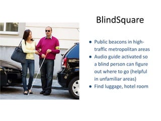 Rockbot
Personal playlists in venues like bars,
restaurants and stores
● Request songs from their
phone at any business
that has a Rockbot
Bluetooth beacon
● Around 400 beacons in SF
● Boost in check-ins,
average 27 mins of app
usage.
 