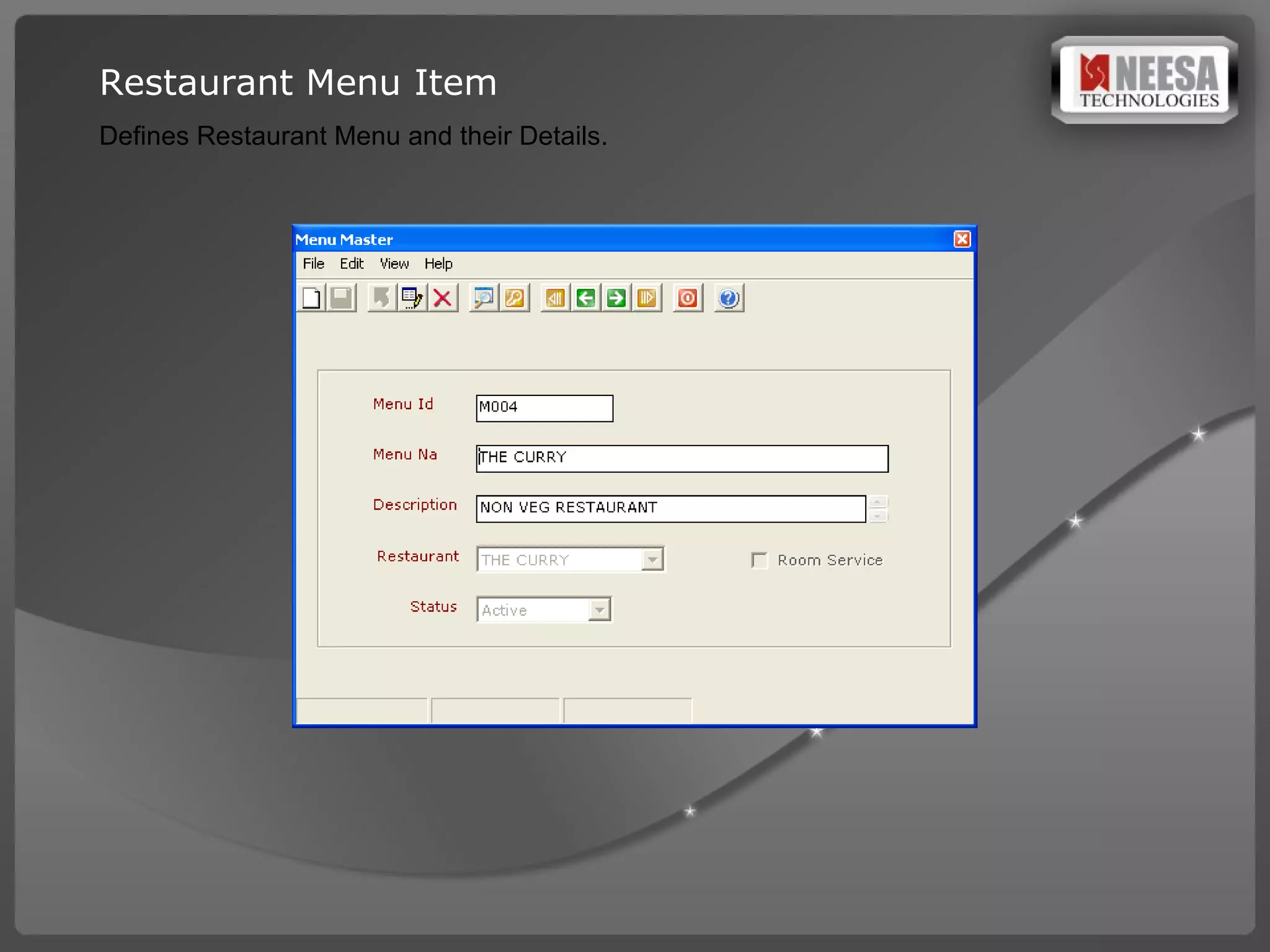 Restaurant Menu Item Defines Restaurant Menu and their Details. 