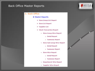 Back Office Master Reports 