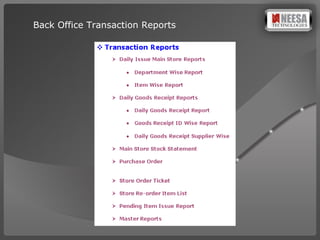 Back Office Transaction Reports 