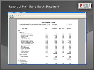 Report of Main Store Stock Statement 