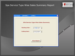 Spa Service Type Wise Sales Summary Report 