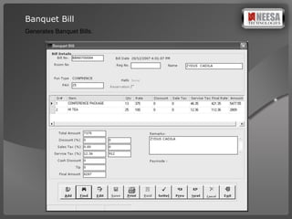Banquet Bill  Generates Banquet Bills. 
