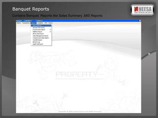 Banquet Reports Contains Banquet  Reports like Sales Summary ,MIS Reports 