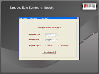 Banquet Sale Summary  Report  