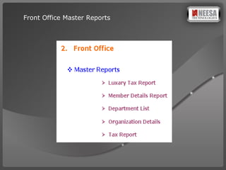 Front Office Master Reports 