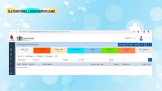 6.2 Radiology : Investigation page
 