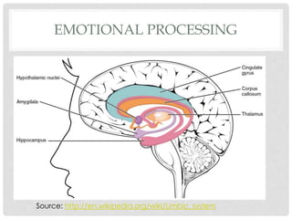 EMOTIONAL PROCESSING
Source: http://en.wikipedia.org/wiki/Limbic_system
 