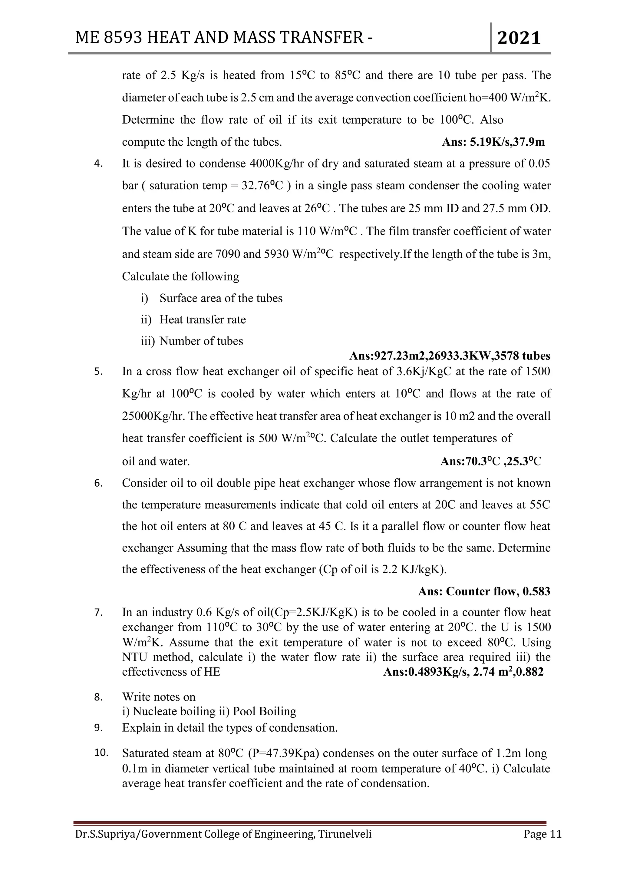 Heat and Mass Transfer Assignment | PDF