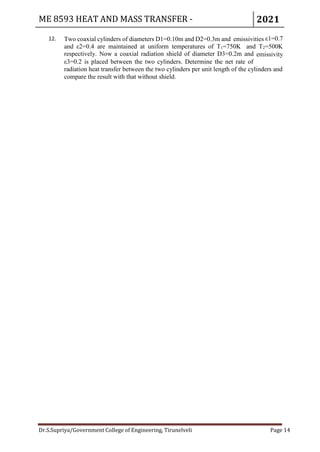 Heat and Mass Transfer Assignment | PDF