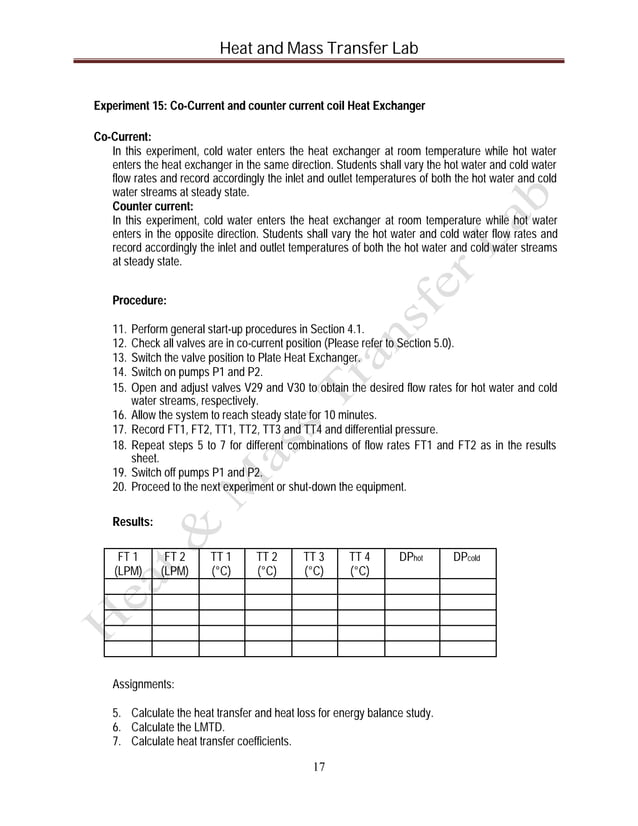 Hmt lab manual (heat and mass transfer lab manual)