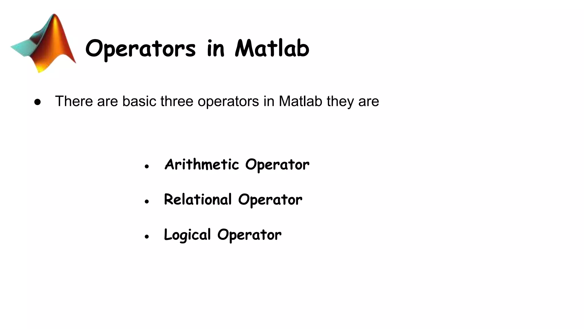Basic operators in matlab | PPT