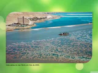 Vista aérea do mar Morto em foto de 2004. 
HANAN ISACHAR / ALAMY / OTHER IMAGES 
 